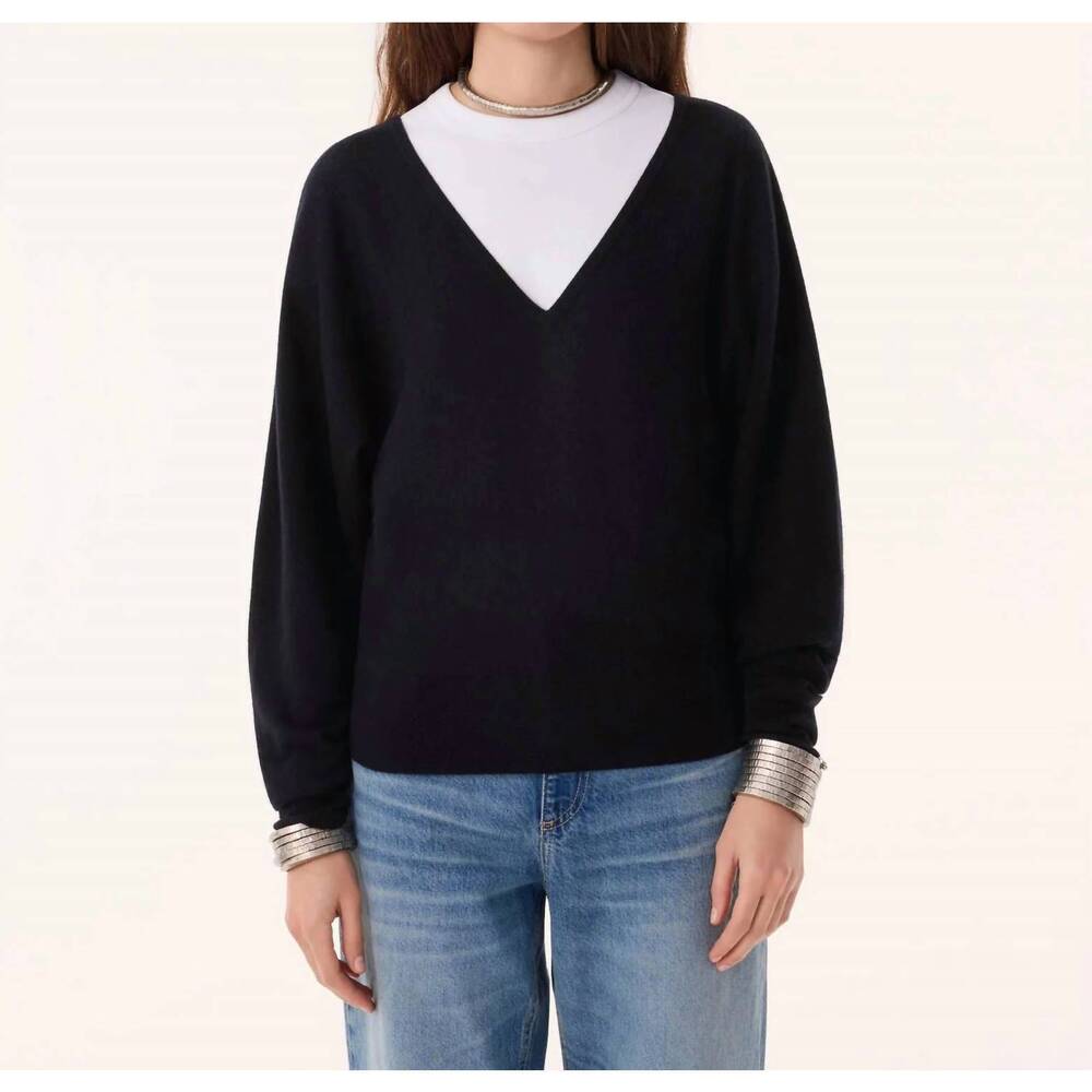 NEW KUJTEN marta v neck sweater in noir